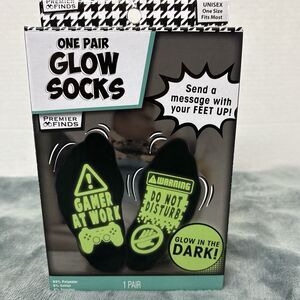 New Unisex Glow in the Dark Video Game Socks. Black and Green.
